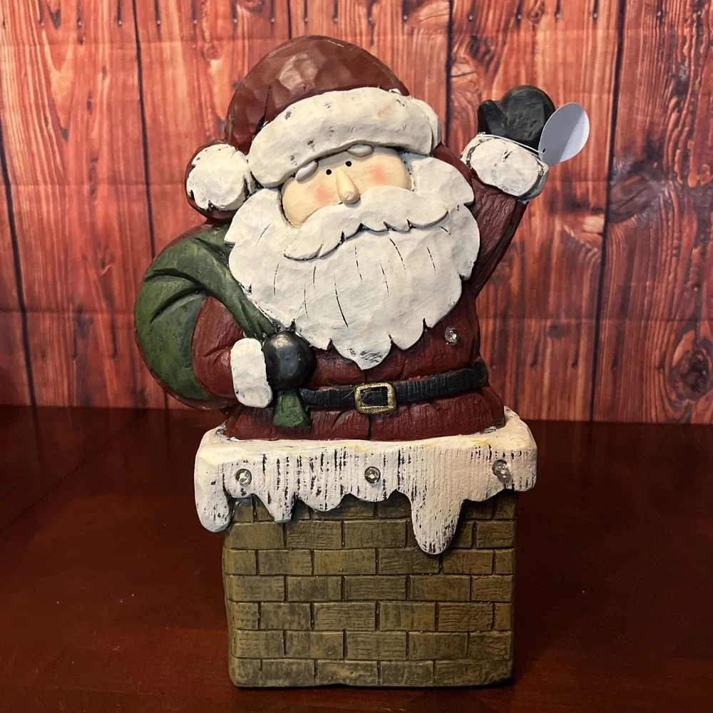 Christmas Decorations Resin Santa Entering Chimney 16